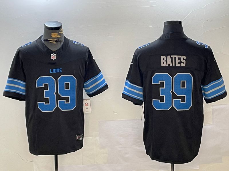 Men Detroit Lions #39 Bates Black three generations 2024 Nike Limited NFL Jersey style 1